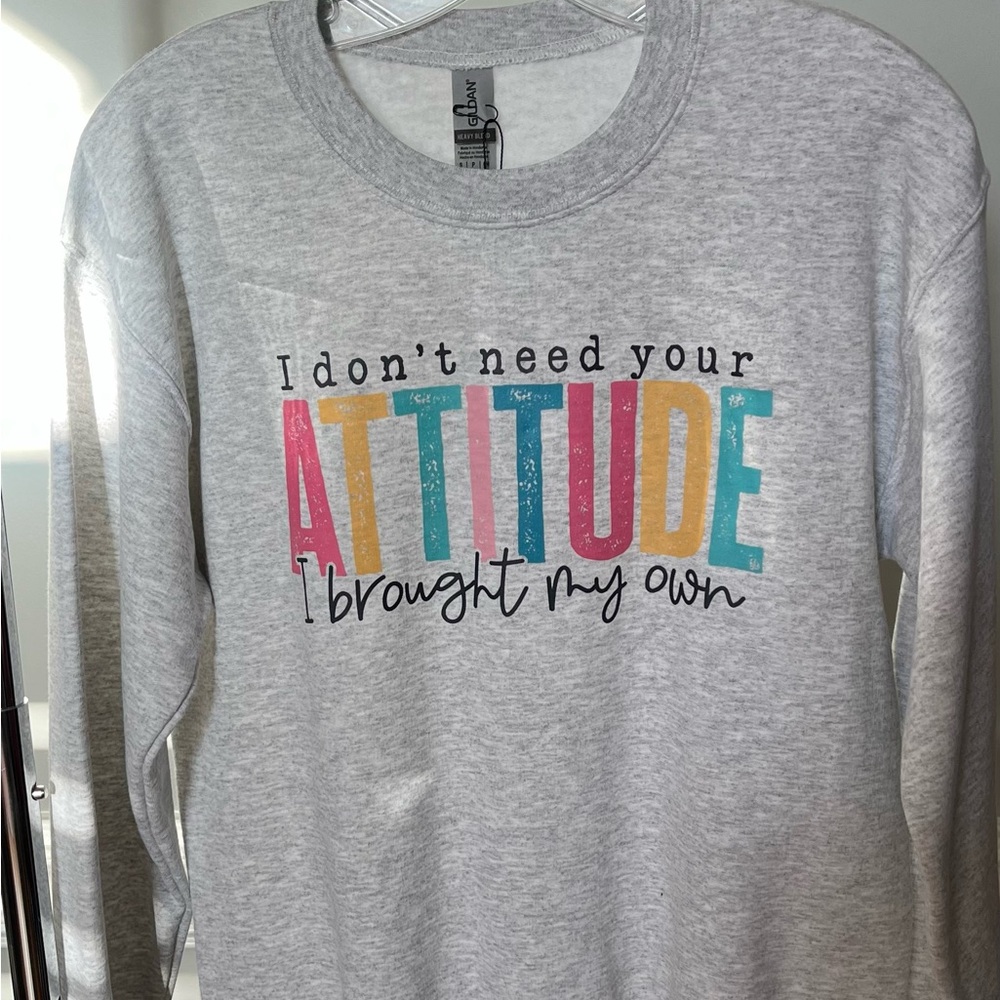 Small Gray Graphic Sweatshirt with Colorful Print